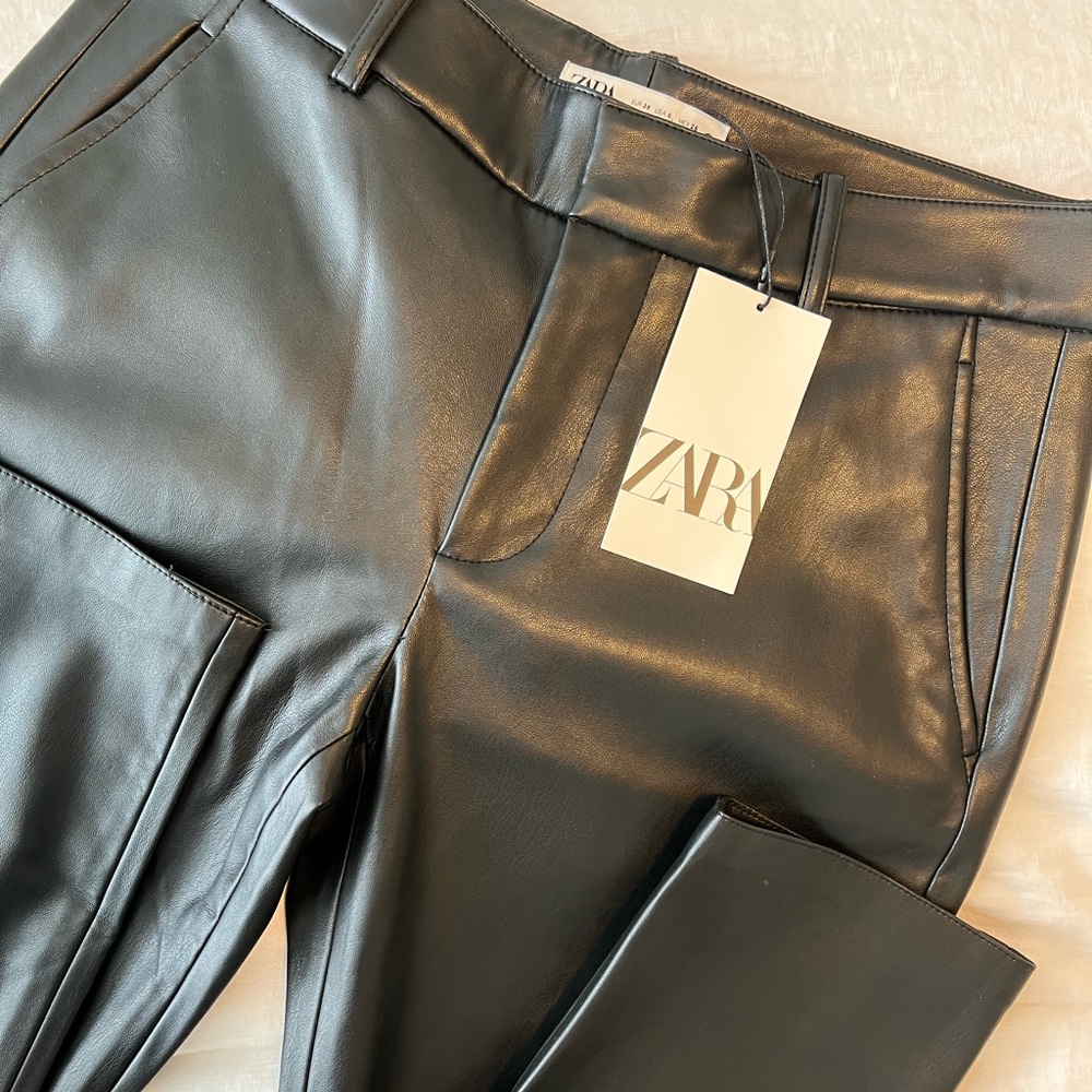 Zara NWT Faux Leather Trousers - Picture 3 of 8